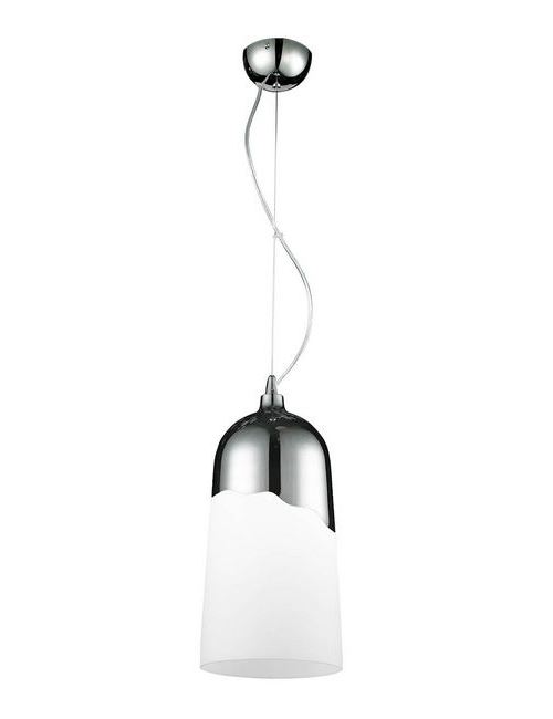 Homemania Lampe de suspension Daga - Chrome, blanc - 18 x 18 x 120 cm - 1 x E27, 60W