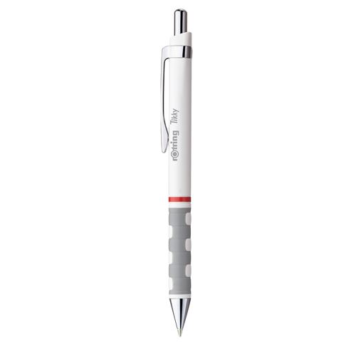 Rotring Stylo &agrave; bille r&eacute;tractable Tikky, blanc - Lot de 3