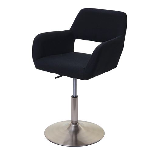 Chaise de salle à manger MENDLER HWC-A50 III tissu noir pied en métal brossé