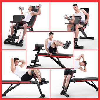 Banc De Musculation Pliable Et Reglable Banc De Sports Gym Exercices Fitness Max 100kg Noir Musculation Achat Prix Fnac