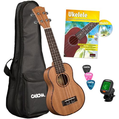 Cascha HH 2027 NL pack ukulélé soprano Premium Mahogany (néerlandais)