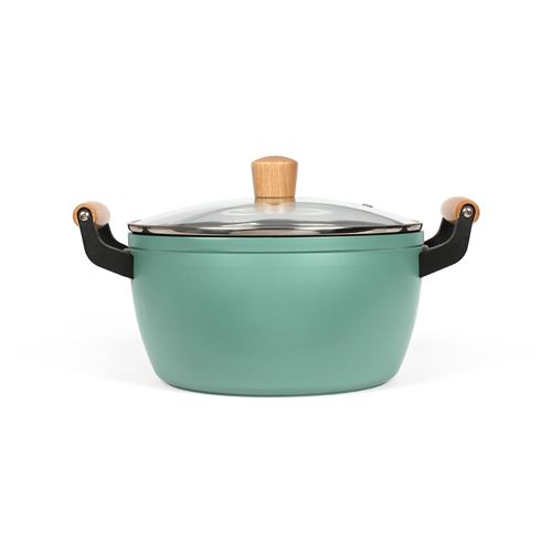 Livoo Marmite avec poignées en bois 24 cm 5 L Vert