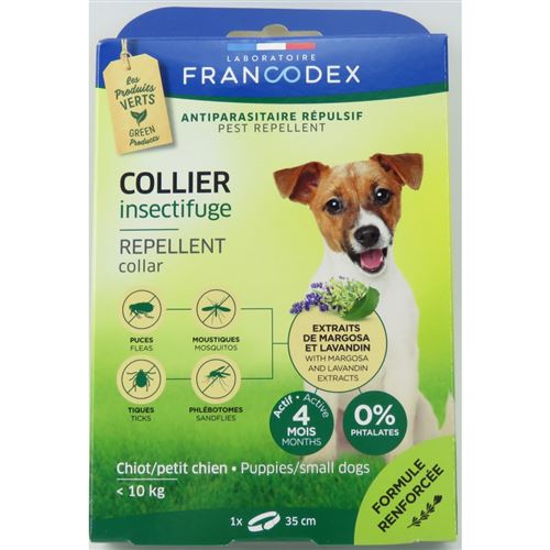 Comparer les prix de Collier insectifuge chiot et petit chien Francodex