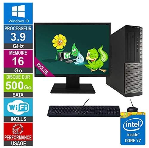 PC Dell Optiplex 3010 DT i7-3770 3.90GHz 16Go/500Go Wifi W10 + Ecran 24