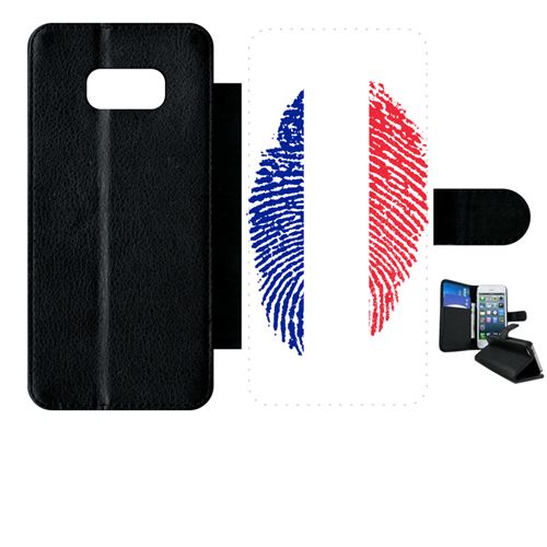 Etui à rabat samsung galaxy s8+ plus empreinte digitale drapeau france