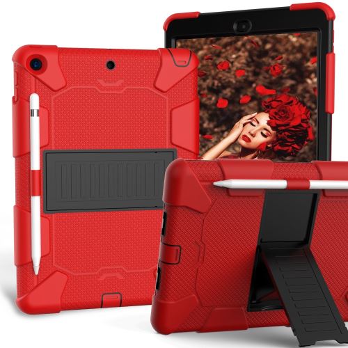 Coque en TPU + Silicone combo avec béquille rouge/noir pour votre Apple iPad 10.2 (2019)