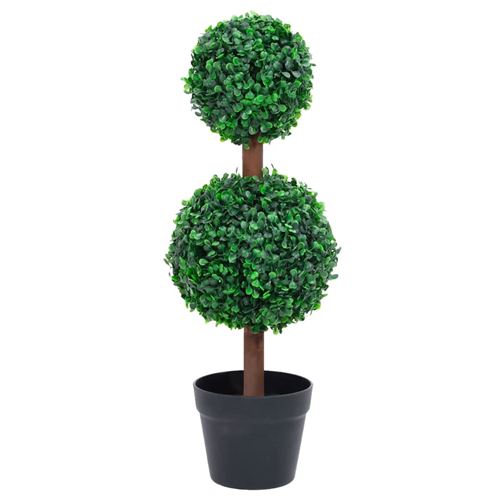 VidaXL Plante de buis artificiel avec pot Forme de boule Vert 60 cm