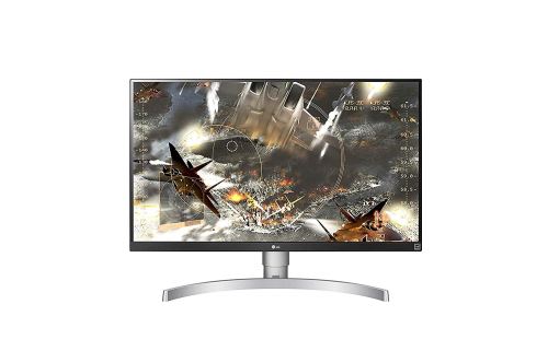 LG 27UK650-W - LED-monitor - 27 - 3840 x 2160 4K - AH-IPS - 300 cd/m² - 1000:1 - 5 ms - 2xHDMI, DisplayPort - hoofdtelefoon - zilver (standaard), wit (achterkant), zilver (voor)