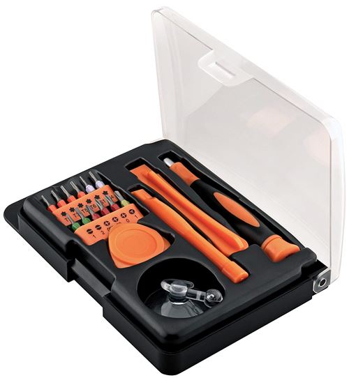 Fixpoint 44690 Kit d'outiillage pour smartphone - en 17 parities pour l'ouverture et pour la réparation de smartphones, ordinteurs portables, tablettes