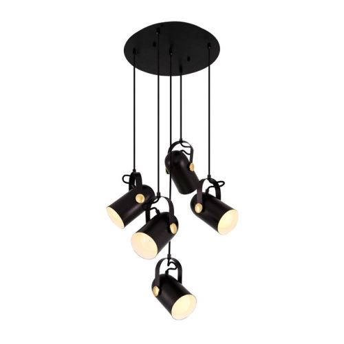 HOMEMANIA Lampe à Suspension Ronya Chandelier - de Plafond - Noir en Métal, 40 x 40 x 120 cm, 5xMax 40W, E27