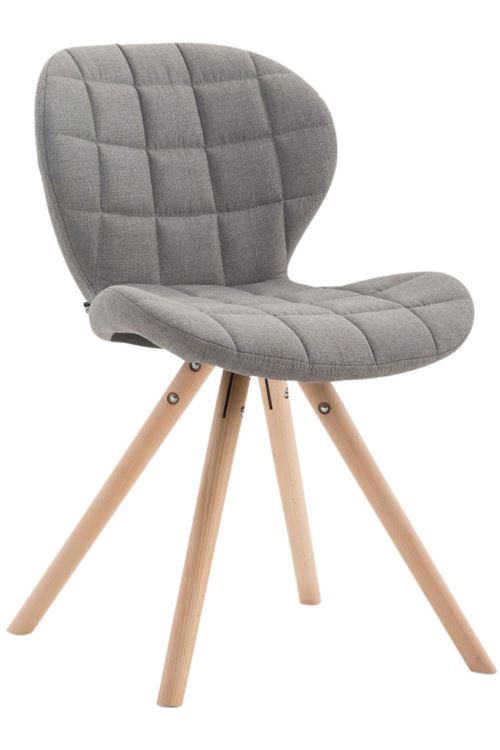 Chaise visiteur Alyssa tissu piètement rond , Bois de chêne Nature/Gris clair
