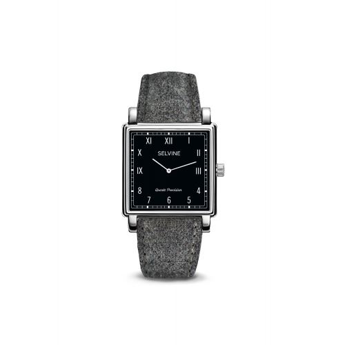 Montre Femme Selvine Cadran 28 mm En Alliage Noir Et Bracelet Gris En Tweed SCHE12