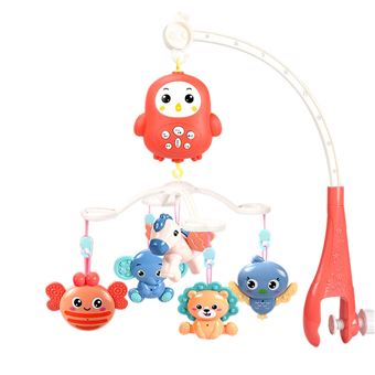 Bébé jouets mois berceau mobile avec hochet animal cloche lit musique télécommandé - Rouge - 1