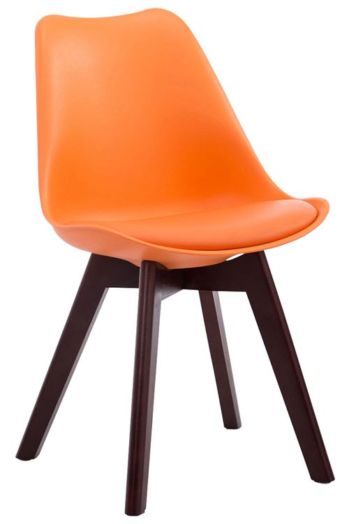 Chaise de visiteur Borneo V2 similicuir , Orange/Bois de chêne Noyer