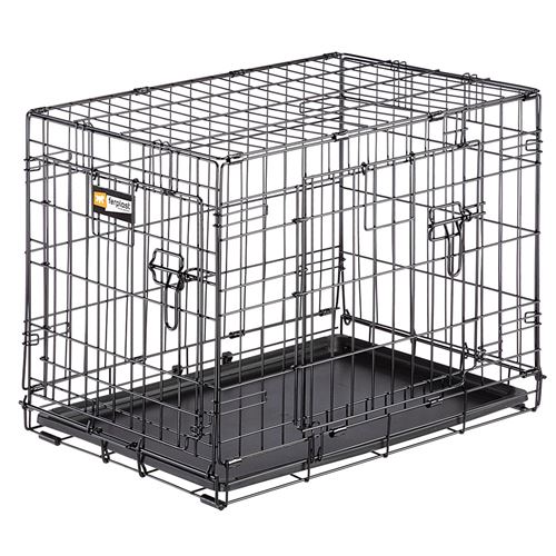 Ferplast Cage de transport pliable pour chiens DOG-INN 60, enclos pour chiots, transport en métal séparation inclus, porte double avec fermeture de sécurité, 64,1 x 44,7 x h 49,2 cm Noir