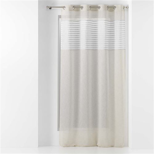 Voilage a oeillets 140 x 240 cm effet lin tissé Sicilia Taupe Douceur d'Intérieur