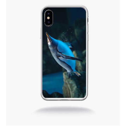 Coque manchot dans l eau compatible apple iphone x bord transparent