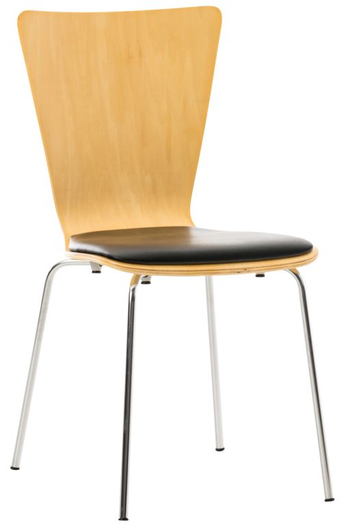 Chaise de visiteur Aaron avec assise en similicuir , Nature / Noir