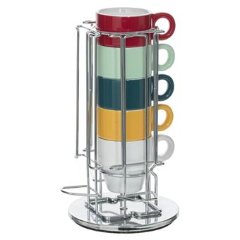 Secret de Gourmet - Lot de 6 Tasses & Porte Capsules "Rack" 5cl Multicolore - 1