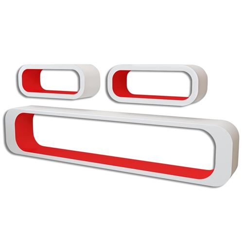 vidaXL Wandplanken kubus 6 st rood en wit