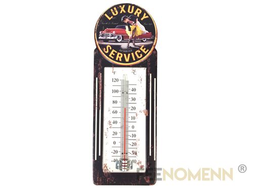 thermomètre déco vintage en métal - voiture classic car - luxury service (30x11cm)