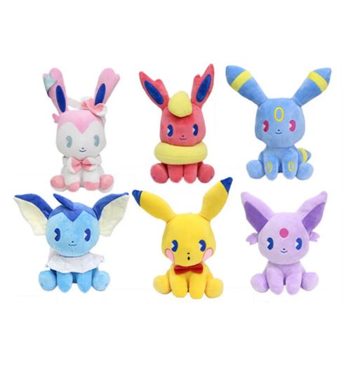 Set de 6 pièces Poupées Delicate Pokémon Pikachu Evoli Flareon Sylveon Jouets pour enfants cadeaux de Noël 20 cm