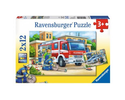 Puzzle 12 Pièces : Pompiers et Policiers, Ravensburger