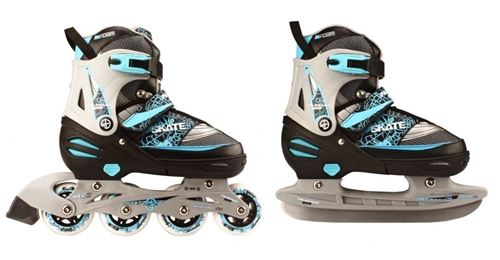 Nijdam Patins à glaces Inline Combo noir/argent/bleu