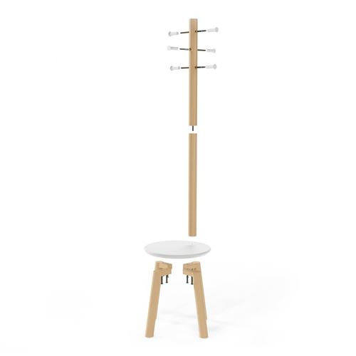 Tabouret porte-manteau 6 crochets bois PILLAR UMBRA Bois Blanc