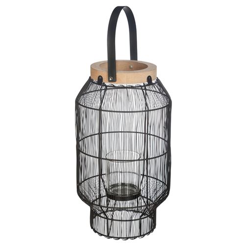 Lanterne en métal ethnique Allure Ethnique - H. 31 cm - Noir