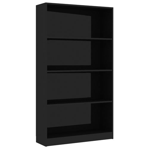 vidaXL Bibliothèque à 4 niveaux Noir brillant 80x24x142 cm Aggloméré