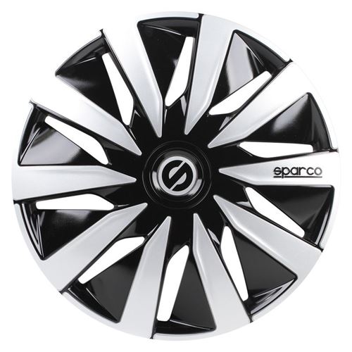 Sparco Enjoliveurs Lazio 15 pouces ABS noir / argent lot de 4