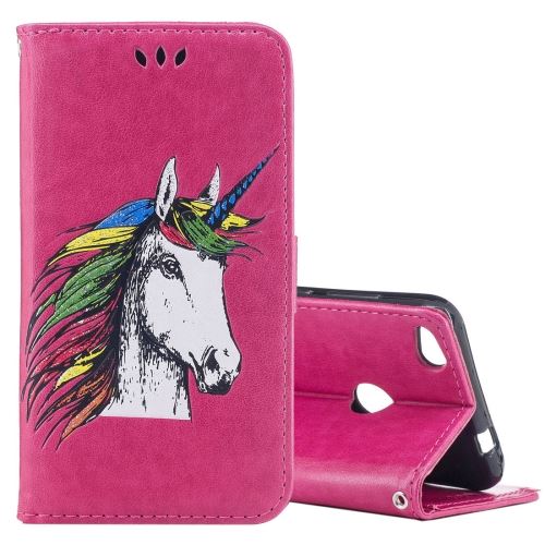 Huawei P8 Lite (2017) Housse Etui Cuir PU licorne Magenta ALS53956