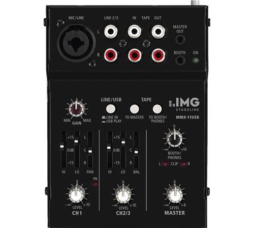 Table de mixage audio 2 canaux miniature Monacor MMX-11USB
