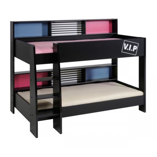 Lit Enfant Superposé 90x200 Niches Bleues et Roses