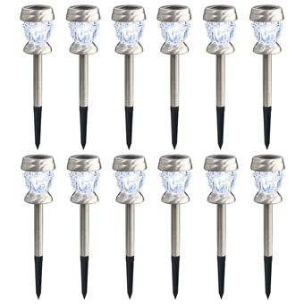 Vidaxl Lampe Solaire Sur Pied 12 Pcs Lumieres Led Blanc