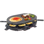 Techwood  TRA-8140 Appareil polyvalent "Raclette 8 - Grill & Crêpière" 8 personnes 1200-1400W Coloris Noir