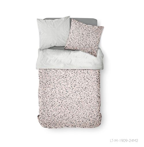 Parure de lit 2 personnes 240X260 Coton imprime rose Graphique SUNSHINE