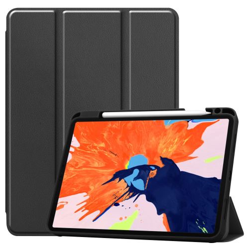 Etui en PU + TPU triple avec support et porte-stylo noir pour votre Apple iPad Pro 12.9 pouces (2020)