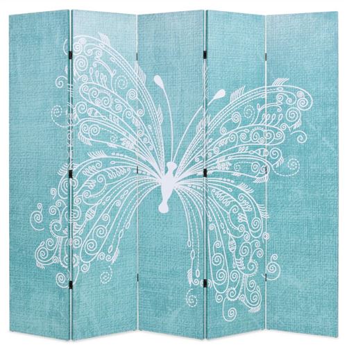 Vidaxl cloison de s&eacute;paration pliable 200 x 170 cm papillon bleu 245887