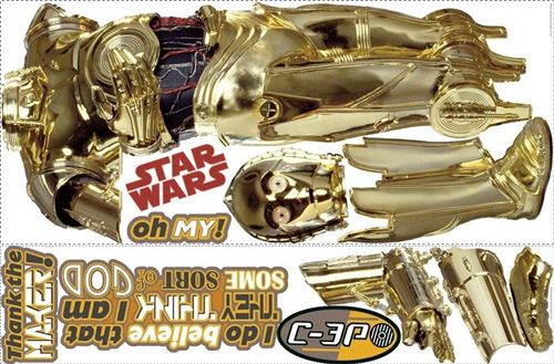 Room Studio Star Wars - D&eacute;coration Vinyle Repositionnable G&eacute;ante C3po