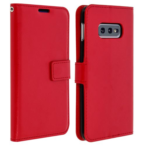 Housse Samsung Galaxy S10e Étui Folio Portefeuille Fonction Support Vidéo rouge