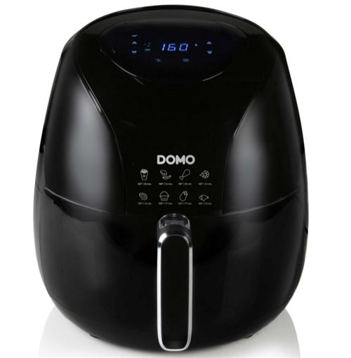 Friteuse à air chaud DOMO DO533FR DO533FR 2000 W boîtier Cool-Touch, protection contre la surchauffe, revêtement anti-adhésif, fonction minuteur noir