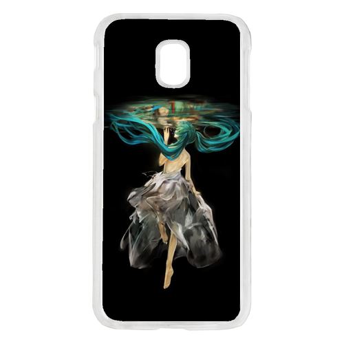 Coque Manga Fille Cheveux Bleu Compatible Galaxy J5 2017 Transparent