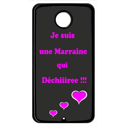 Coque Marraine Rose Et Noir Compatible Google Nexus 6 Transparent