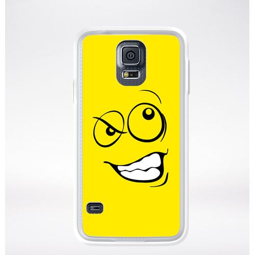 Coque Smiley Énervé Jaune Compatible Samsung Galaxy S5 Transparent