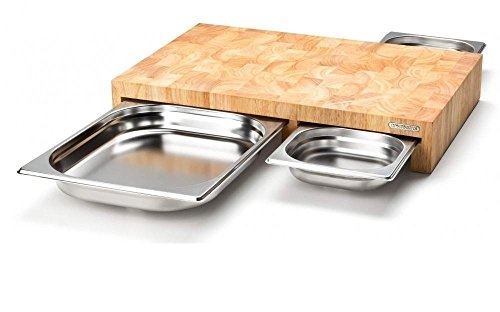 Continenta planche à découper en bois multifonction avec 3 tiroirs, en acier inoxydable 50 x 32,5 x 8 cm