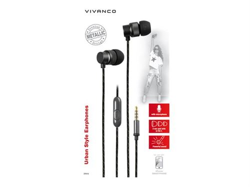 Vivanco URB 50 B - In-ear hoofdtelefoons met micro - inwendig - met bekabeling - 3,5 mm-stekker