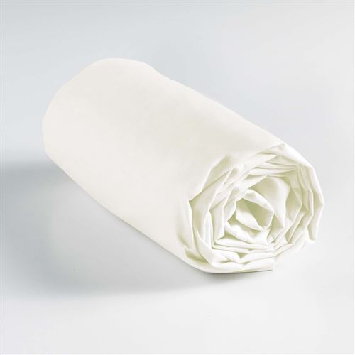 Drap housse 2 personnes 160 x 200 cm uni 57 fils lina Naturel