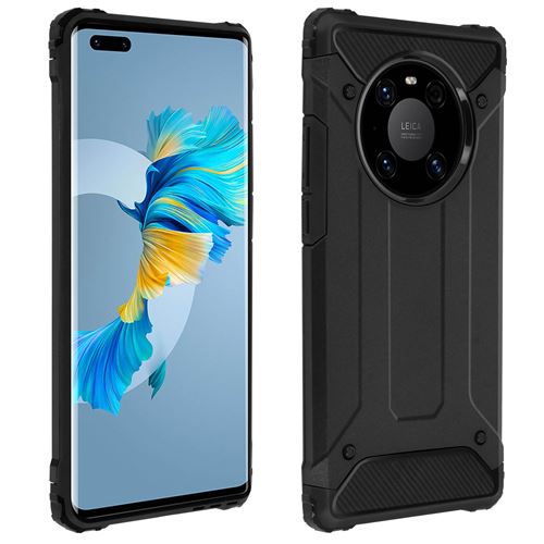 Avizar Coque pour Huawei Mate 40 Pro / 40 Pro Plus Design Relief Bi-matière Anti-chute Noir